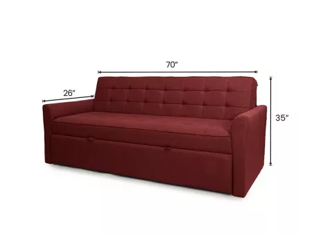 Zenith Sofa Cum Bed in Rustic Ruby